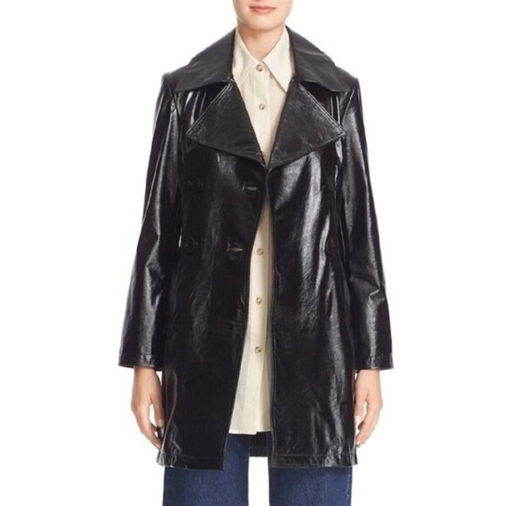 Simon Miller Bowa Leather Jacket Coat Double Breasted Patent Coat SZ L NWT $1995